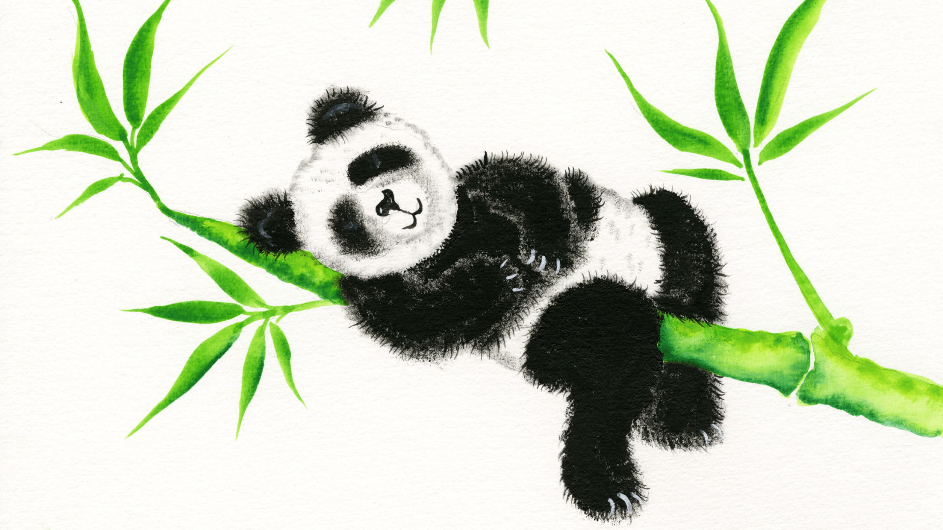 Panda laying in a tree