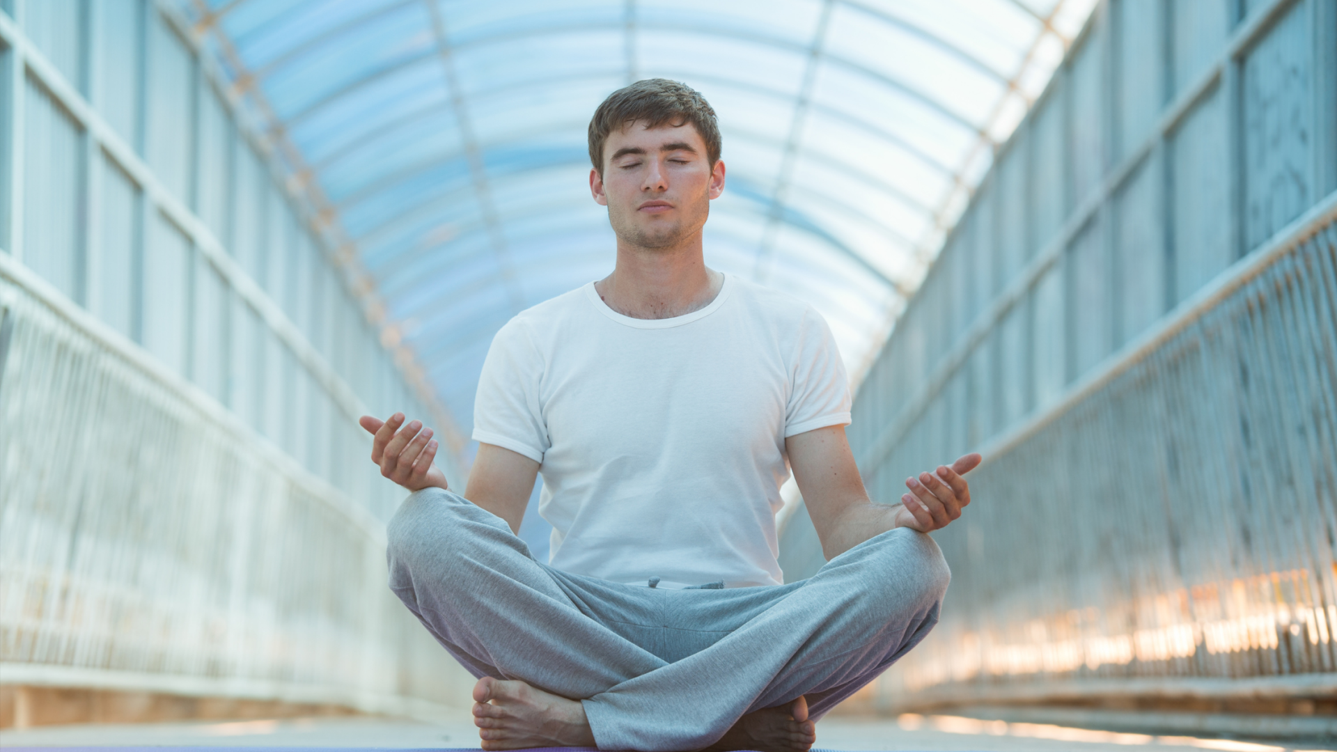 Young Adult Male practicing meditation