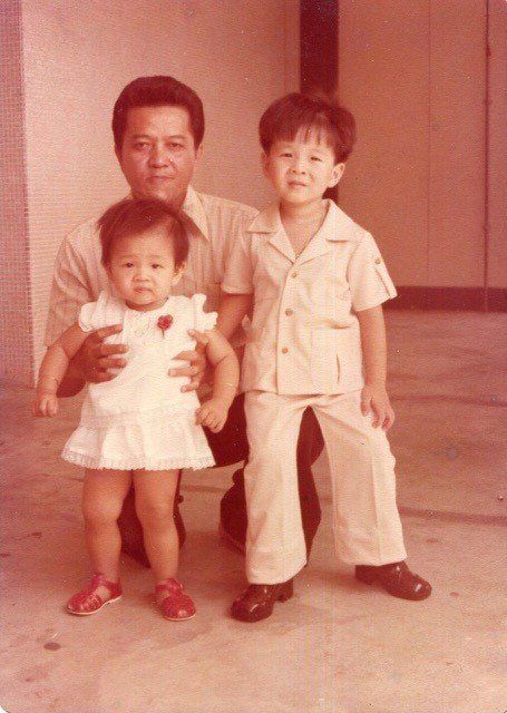 Li Ling Soon with her father and brother