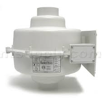 A white exhaust fan is sitting on a white surface.