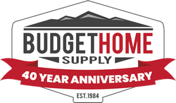 a 40 year anniversary logo for budgethome supply