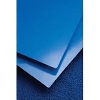 Two blue sheets of paper are stacked on top of each other on a blue surface.