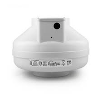 A white exhaust fan with a black hole in the middle on a white background.