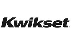 A black and white logo for kwikset on a white background.