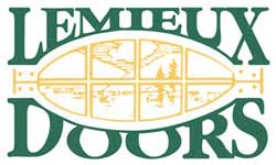 The logo for lemieux doors is green and yellow.