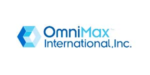 The omnimax international inc. logo is blue and white on a white background.