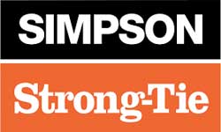 The logo for simpson strong tie is black and orange.