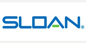 A blue and green logo for sloan on a white background