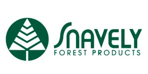 A logo for snavely forest products with a tree in a circle.