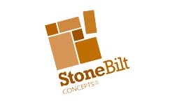 A close up of a stonebilt concepts logo on a white background.