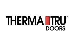 The logo for therma tru doors is on a white background.