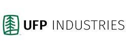 The logo for ufp industries has a green circle with trees on it.