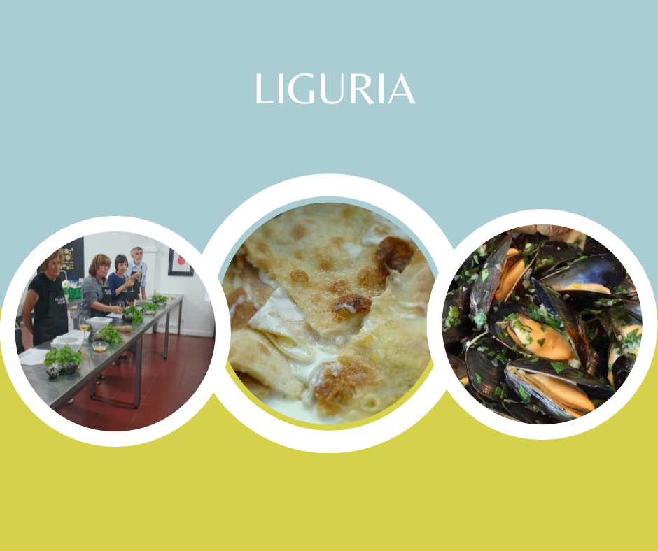 Liguria offers pesto-making classes, cheese-filled focaccia, and mussels with herbs.