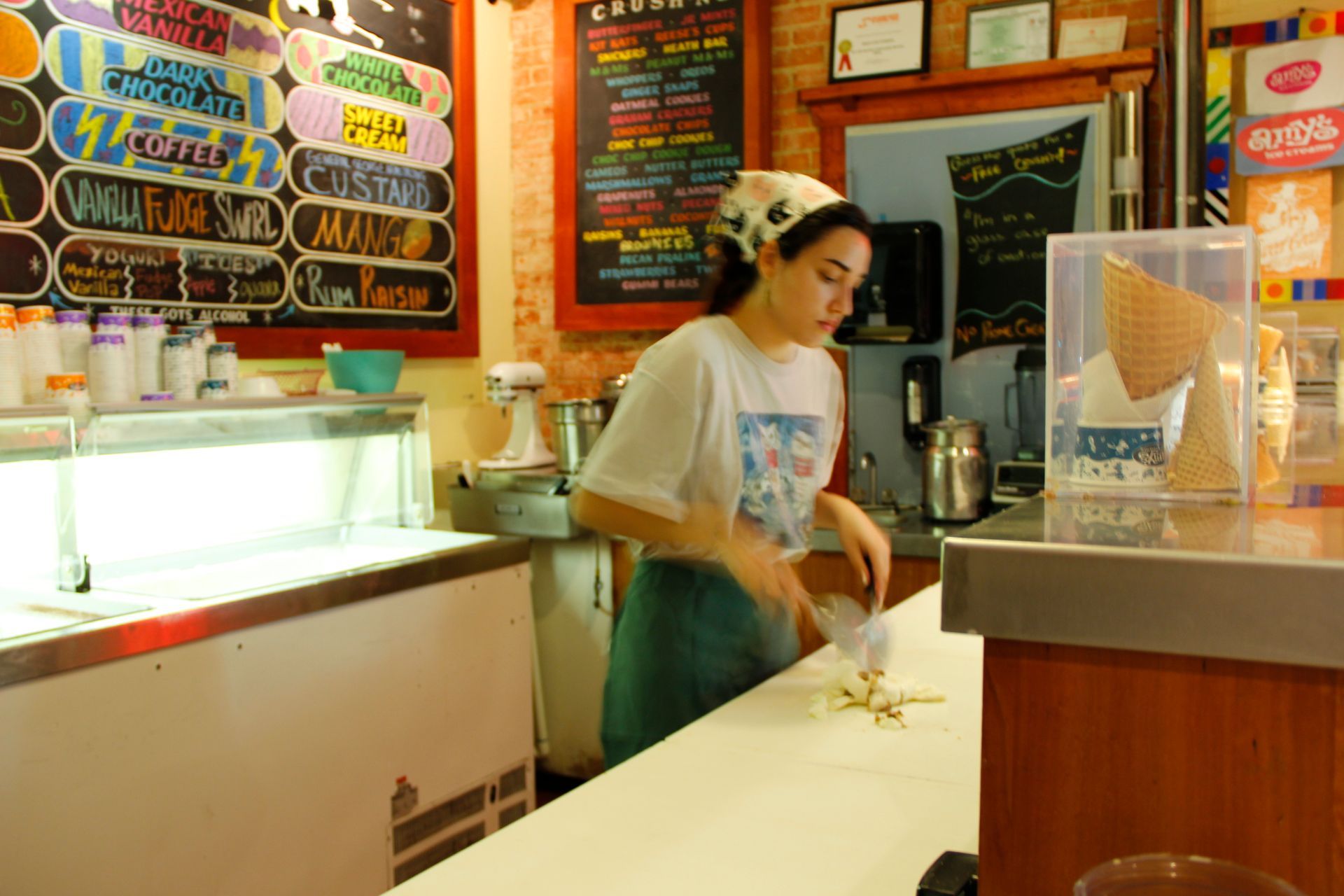 Girl working at ice cream shop