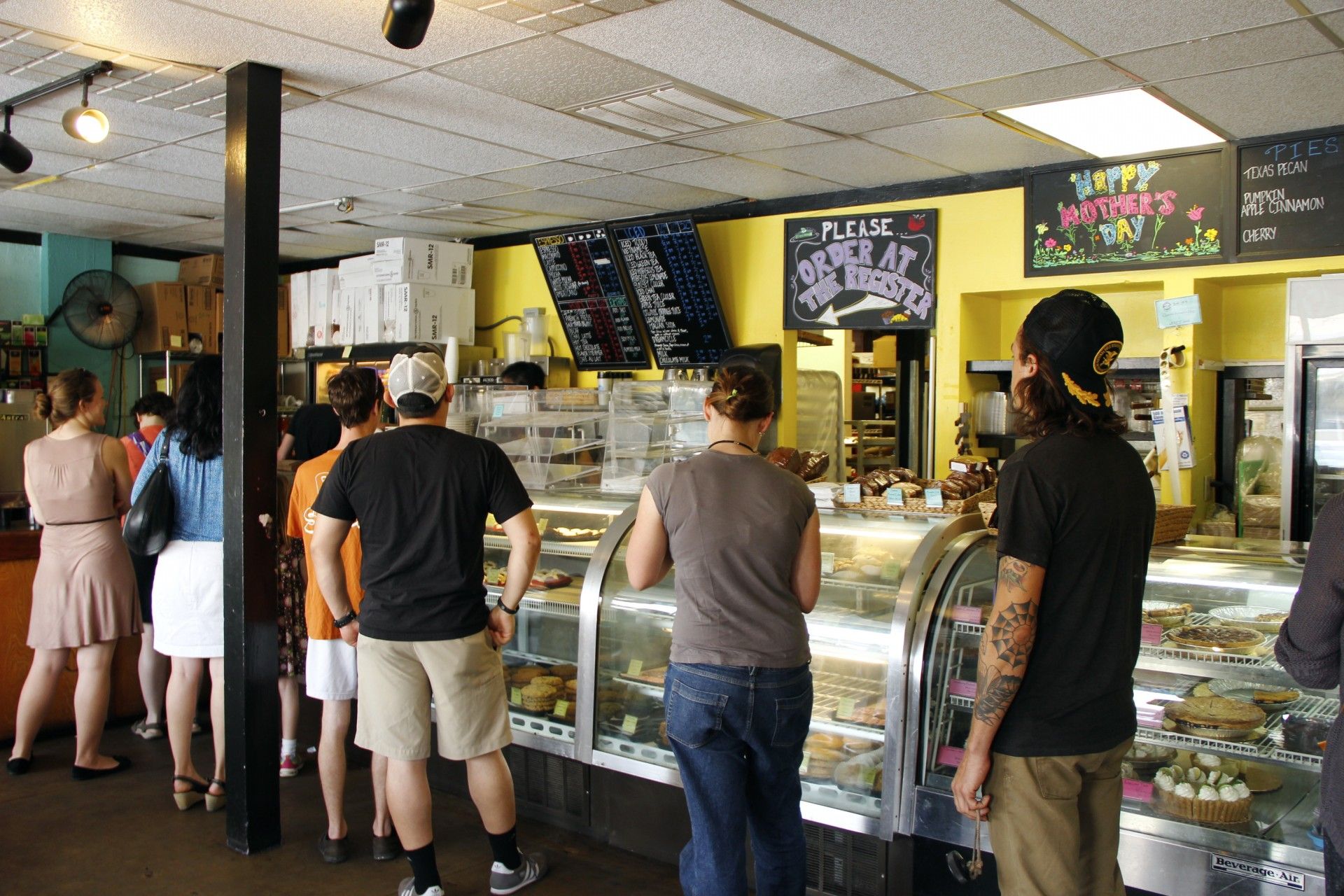 People in line at restaurant