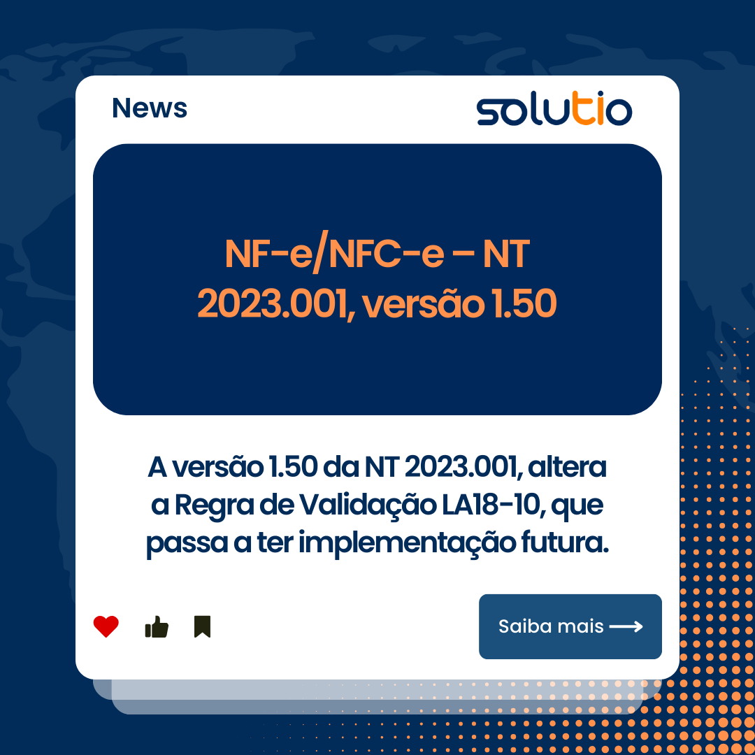 NF-e/NFC-e – NT 2023.001, versão 1.50