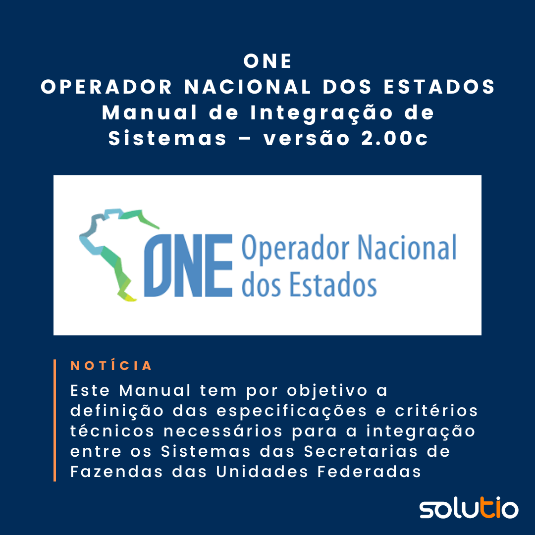 ONE – OPERADOR NACIONAL DOS ESTADOS – Manual de Integração de Sistemas – versão 2.00c