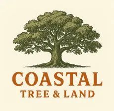 Coastal Tree & Land logo with a large, detailed tree in green and brown, over text.