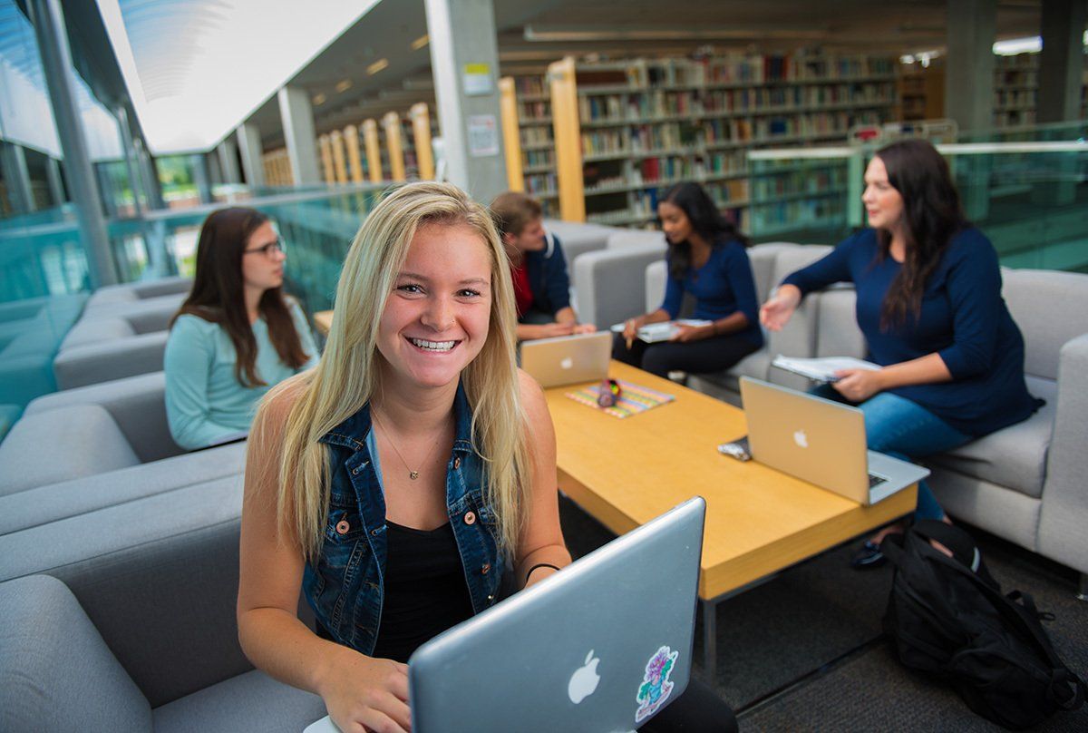 Students in the library