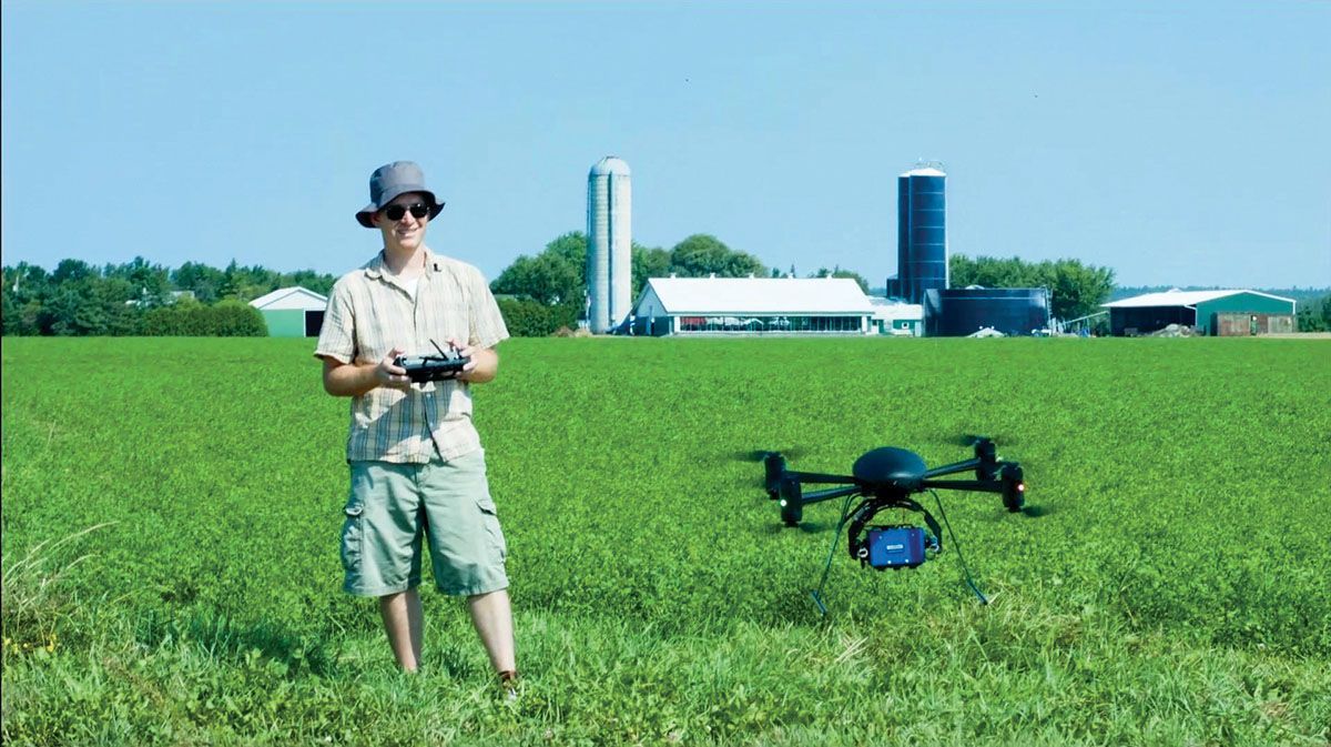 Student flying a drone
