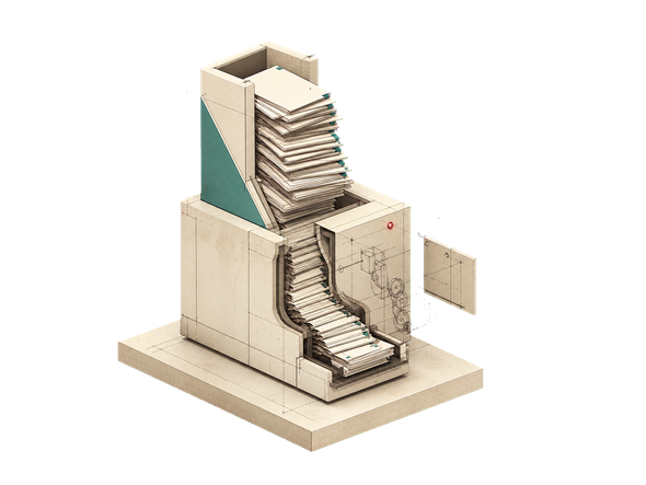3D isometric game board with beige blocks and a central tower marked by an exclamation point.