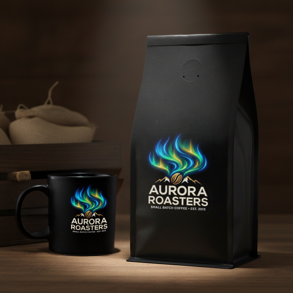 Black coffee bag and mug with 