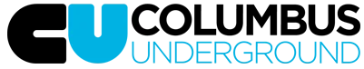 COLUMBUS UNDERGROUND logo with bold black and cyan lettering and a stylized CU icon