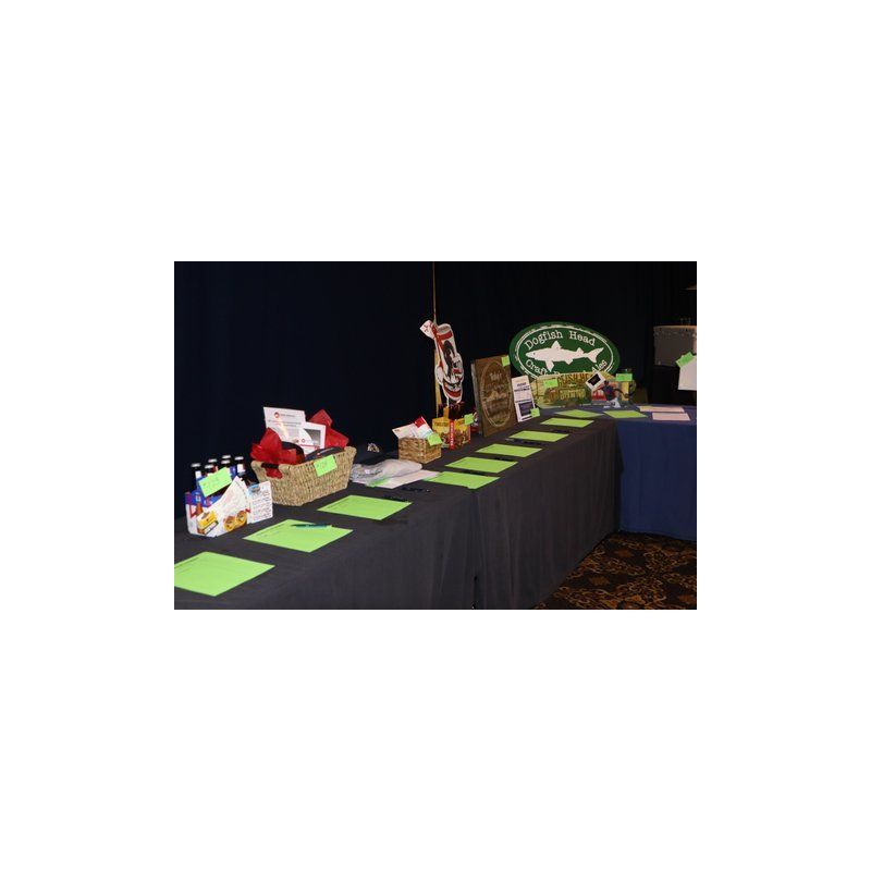 A long table with a lot of items on it.