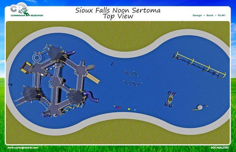 An aerial view of sioux falls noggin sertoma playground