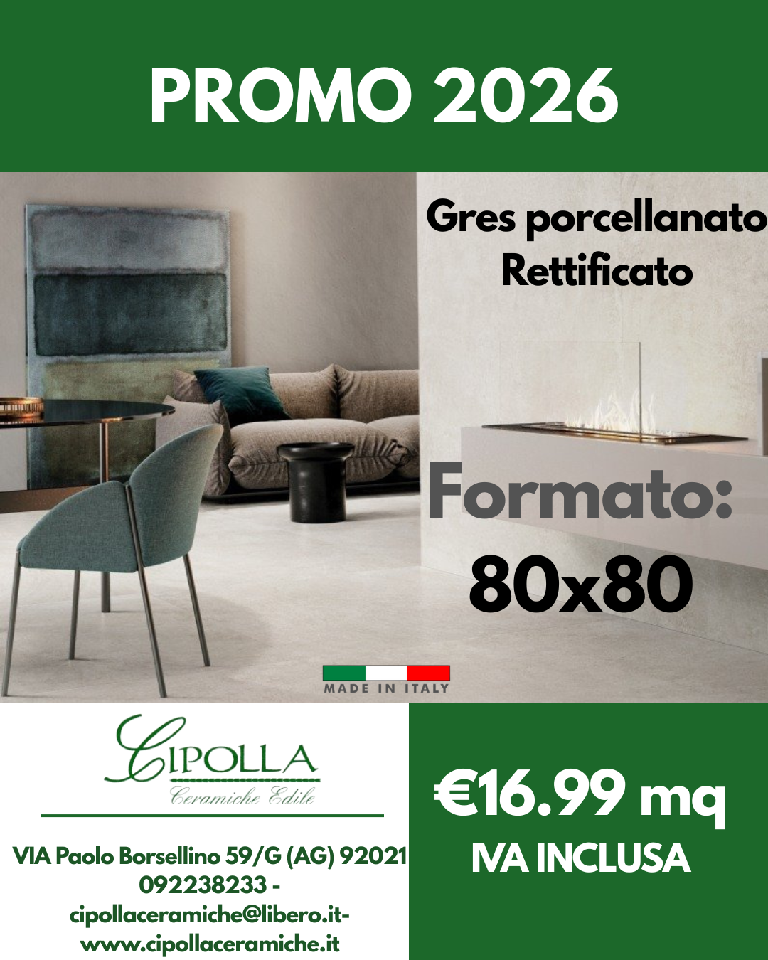ceramiche Canicattì
pavimenti Agrigento
rivestimenti Caltanissetta
gres porcellanato Sicilia
materiali edili Canicattì
showroom ceramiche Agrigento
vendita piastrelle Caltanissetta
edilizia Canicattì e provincia
arredo bagno Agrigento
forniture edili Caltanissetta
gres porcellanato 80x80 offerta
mattonelle 90x90 gres
rivestimento gres 30x60
pavimenti grandi formati Agrigento
gres prima scelta Canicattì
gres porcellanato rettificato 80x80
piastrelle effetto marmo 90x90
gres effetto pietra 30x60
pavimenti moderni Caltanissetta
offerte ceramiche 2026
stock gres porcellanato Sicilia
prezzi pavimenti Canicattì
promozione pavimenti 2026
miglior negozio ceramiche Canicattì
pavimenti per esterni 30x60
gres porcellanato sottile Agrigento
ceramiche per cucina Caltanissetta
mattonelle per bagno 30x60
Cipolla Ceramiche Edile Canicattì
gres porcellanato prezzi outlet
ristrutturazione casa Agrigento offerte
preventivo pavimenti Caltanissetta
Cipolla Ceramiche promozioni
