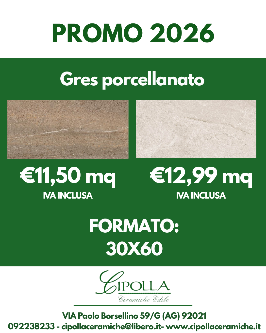 ceramiche Canicattì
pavimenti Agrigento
rivestimenti Caltanissetta
gres porcellanato Sicilia
materiali edili Canicattì
showroom ceramiche Agrigento
vendita piastrelle Caltanissetta
edilizia Canicattì e provincia
arredo bagno Agrigento
forniture edili Caltanissetta
gres porcellanato 80x80 offerta
mattonelle 90x90 gres
rivestimento gres 30x60
pavimenti grandi formati Agrigento
gres prima scelta Canicattì
gres porcellanato rettificato 80x80
piastrelle effetto marmo 90x90
gres effetto pietra 30x60
pavimenti moderni Caltanissetta
offerte ceramiche 2026
stock gres porcellanato Sicilia
prezzi pavimenti Canicattì
promozione pavimenti 2026
miglior negozio ceramiche Canicattì
pavimenti per esterni 30x60
gres porcellanato sottile Agrigento
ceramiche per cucina Caltanissetta
mattonelle per bagno 30x60
Cipolla Ceramiche Edile Canicattì
gres porcellanato prezzi outlet
ristrutturazione casa Agrigento offerte
preventivo pavimenti Caltanissetta
Cipolla Ceramiche promozioni