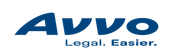 a blue and white logo for avvo legal easier