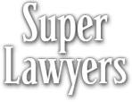 the logo for super lawyers is white on a white background .
