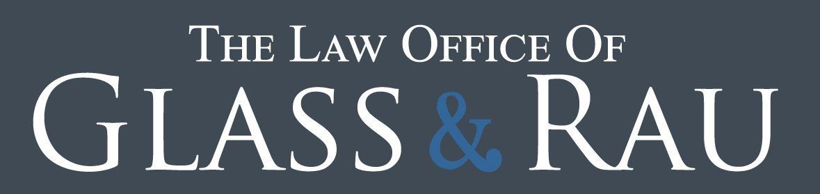 a logo for the law office of glass & rau