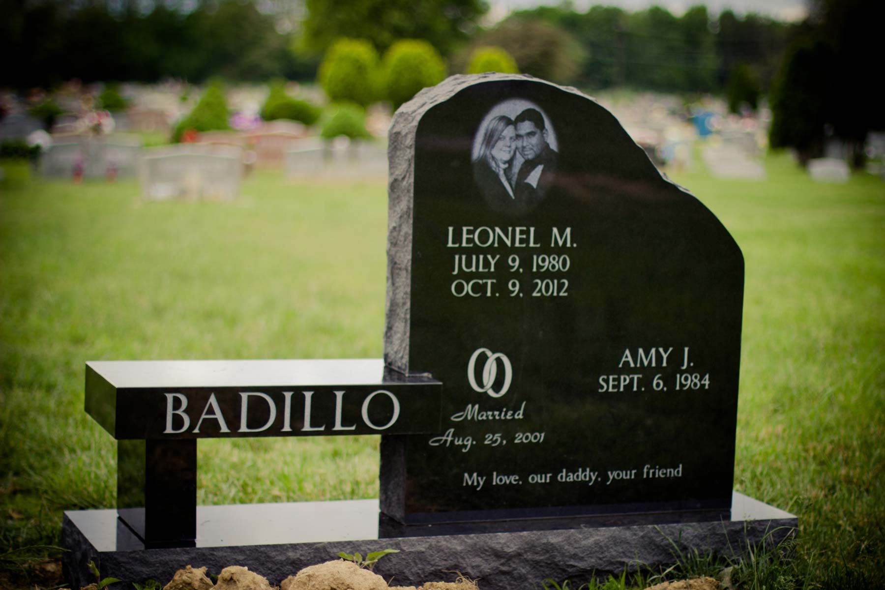 Memorials — Black Granite Grave Bench in Columbus, Oh