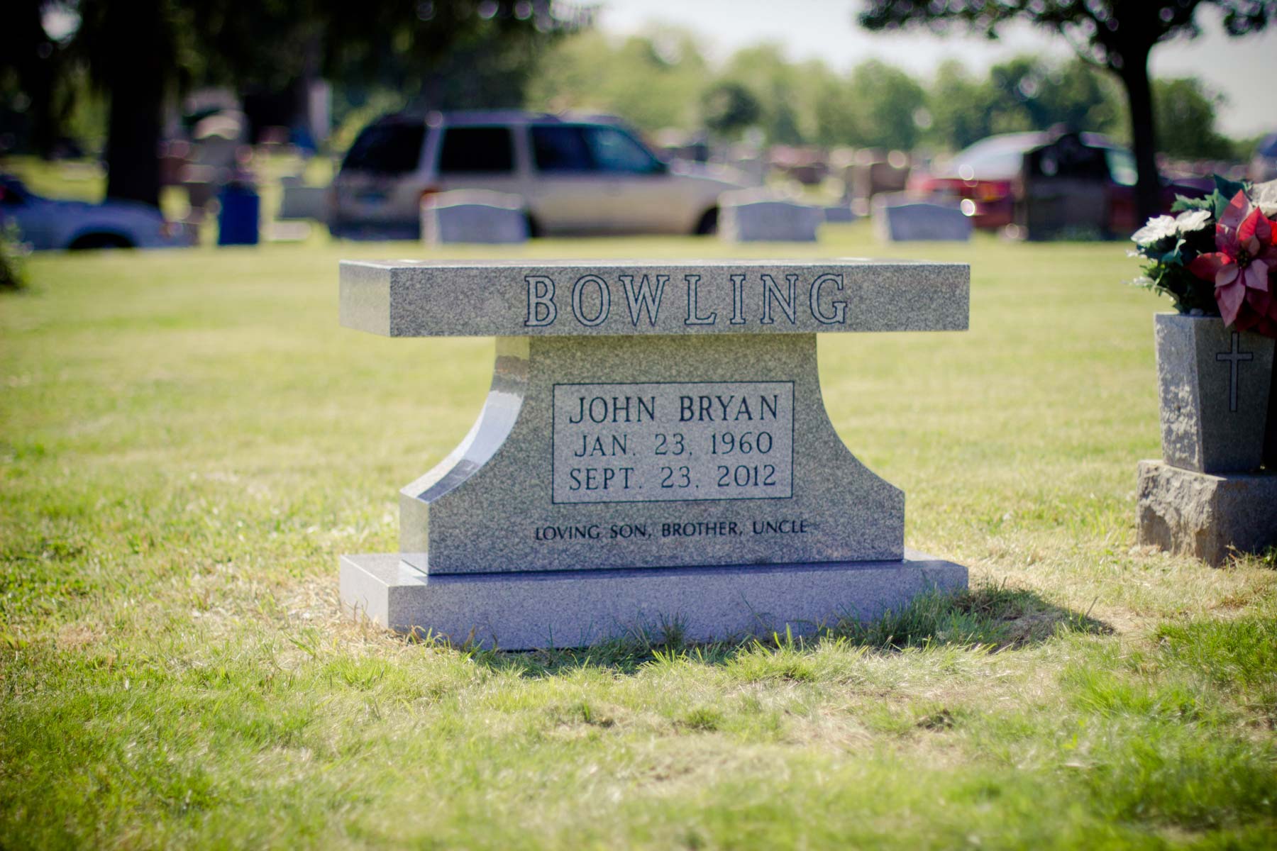 Custom Gravestone — Grave Bench with Bowling Marks in Columbus, Oh