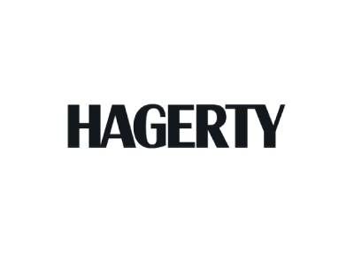 The hagerty logo is black and white on a white background.