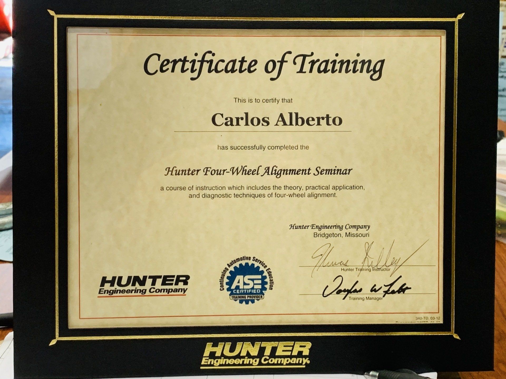 certificate of training
