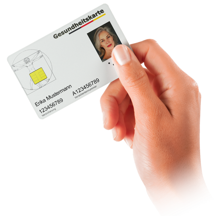 eine hand hält eine gesundheitskarte