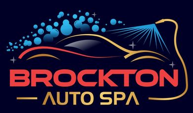 A logo for a car wash called brockton auto spa