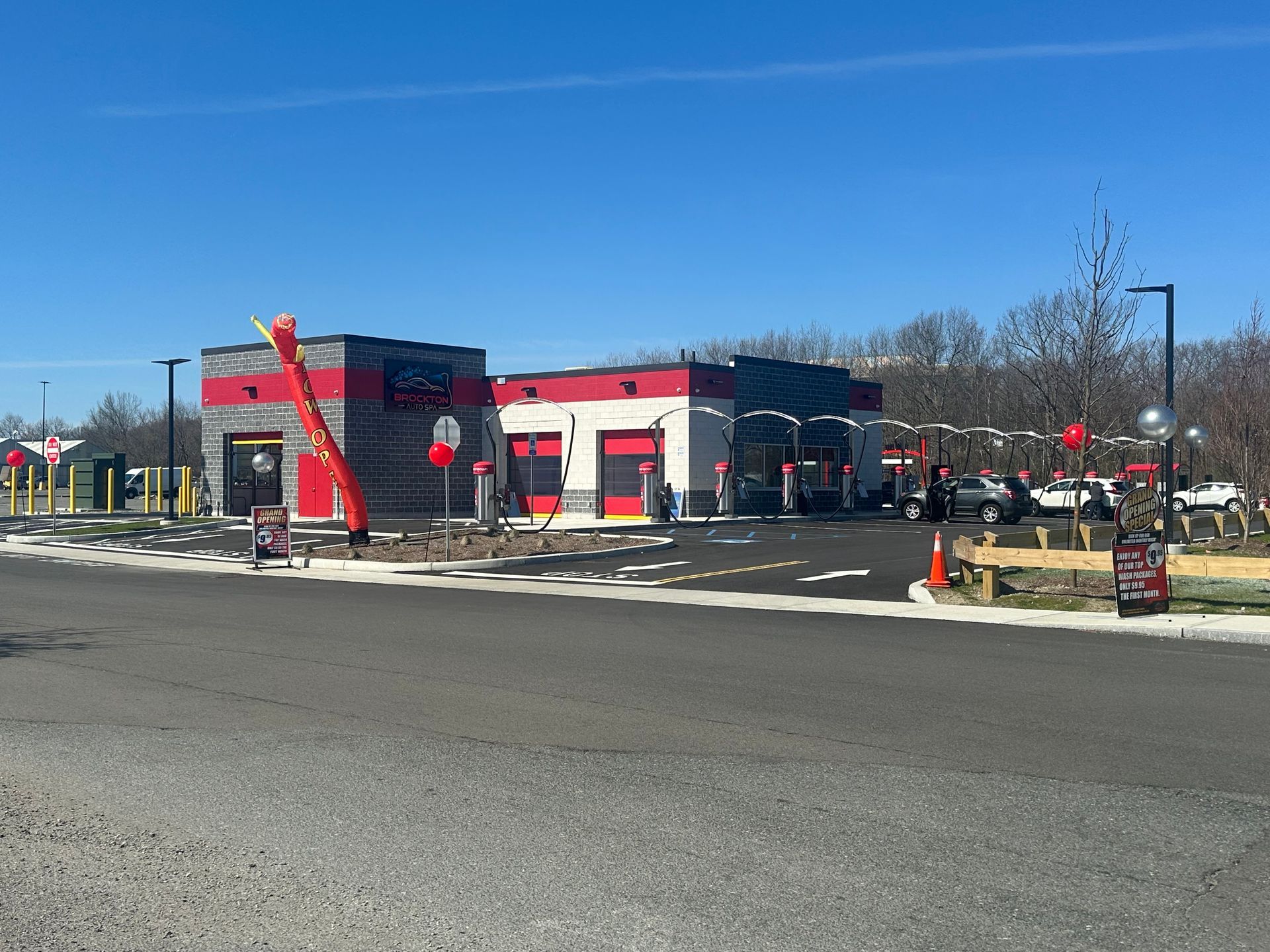 A car wash is located on the side of the road.
