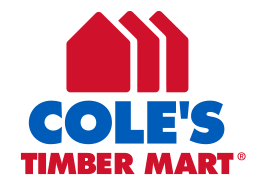 coles timber mart red and blue logo