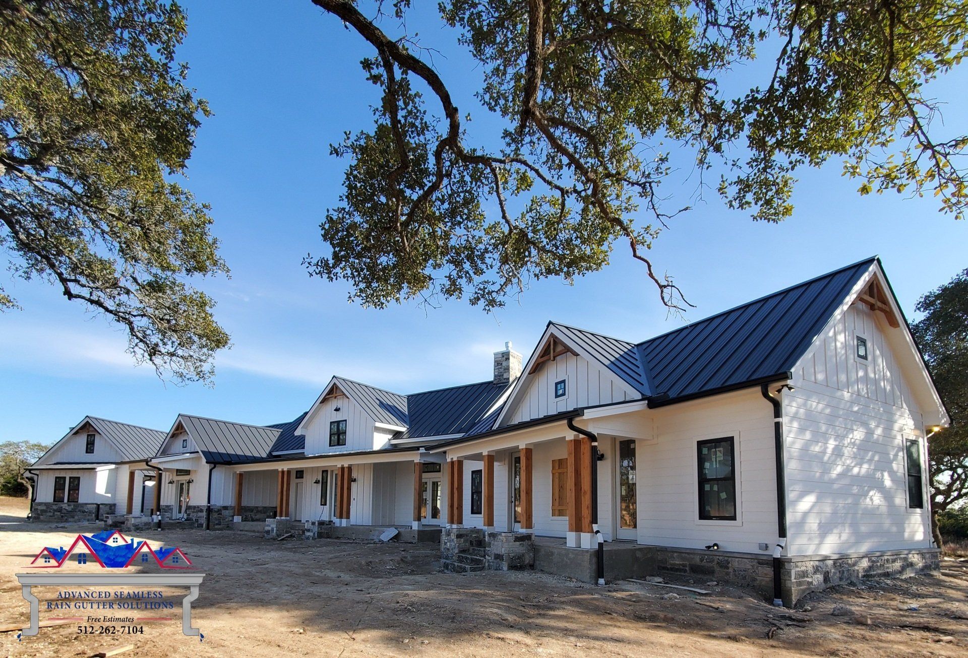 seamless rain gutter installation at Blanco Vista in San Marcos, TX