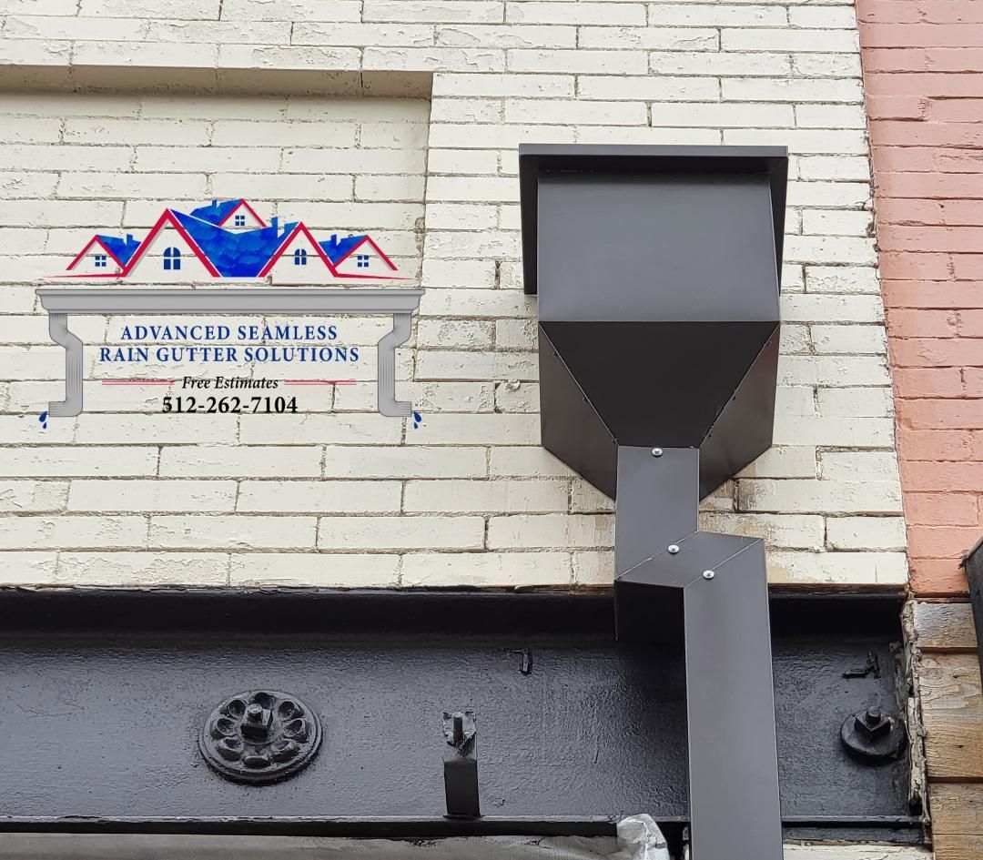 commercial rain gutter installation by Advanced Seamless Rain Gutter Solutions in New Braunfels Tx