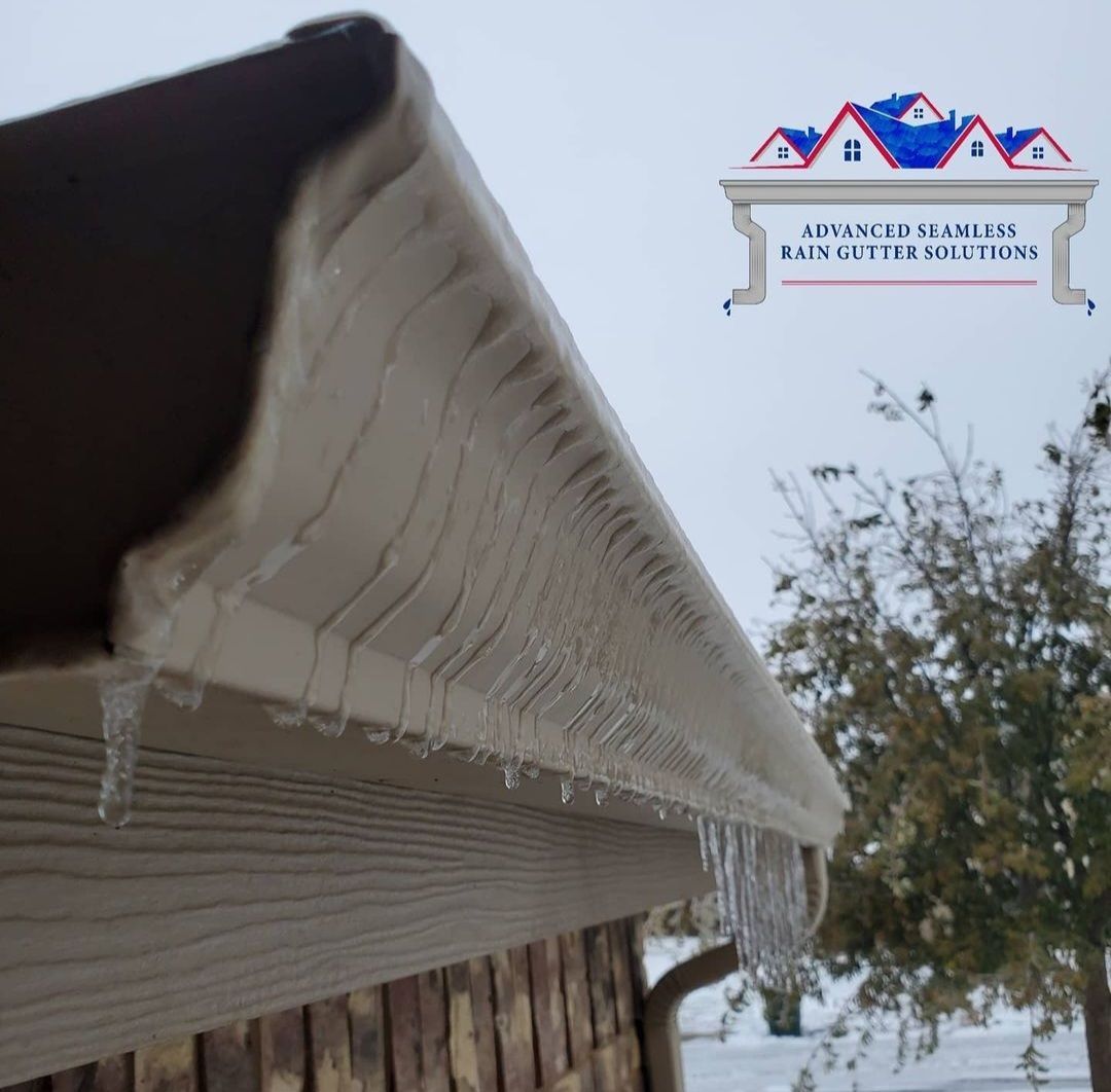 ice cycles formed on gutter system