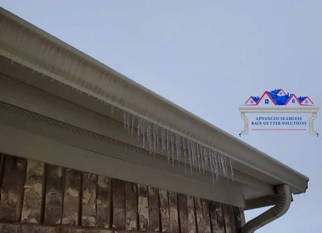 ice cycles formed on gutter system in Texas