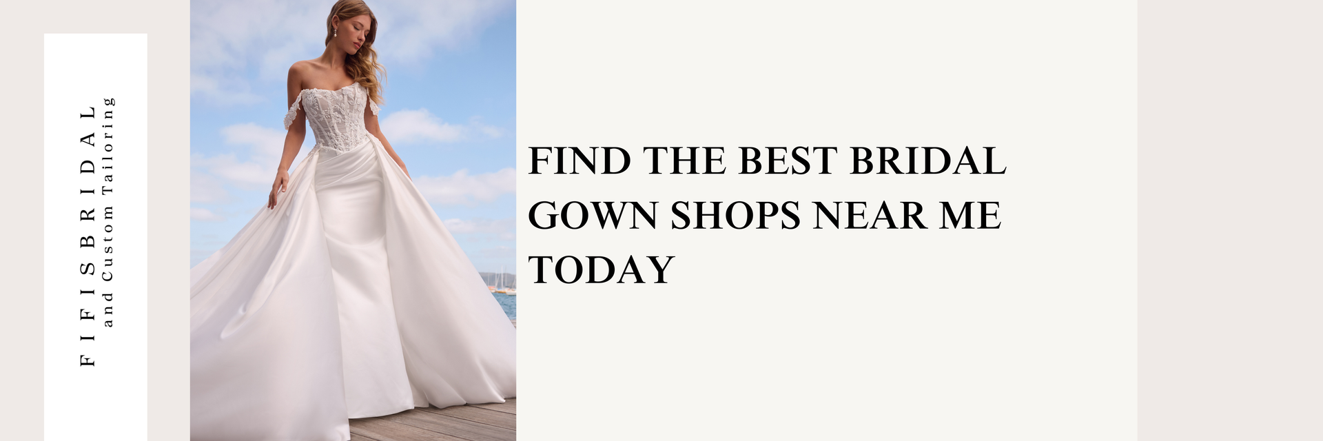 Woman in a white wedding gown, text