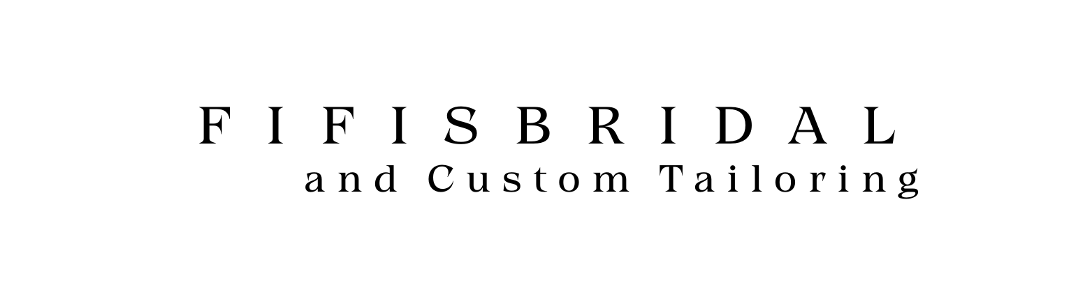 Logo for FIFI'S BRIDAL and Custom Tailoring, in black text on a white background.