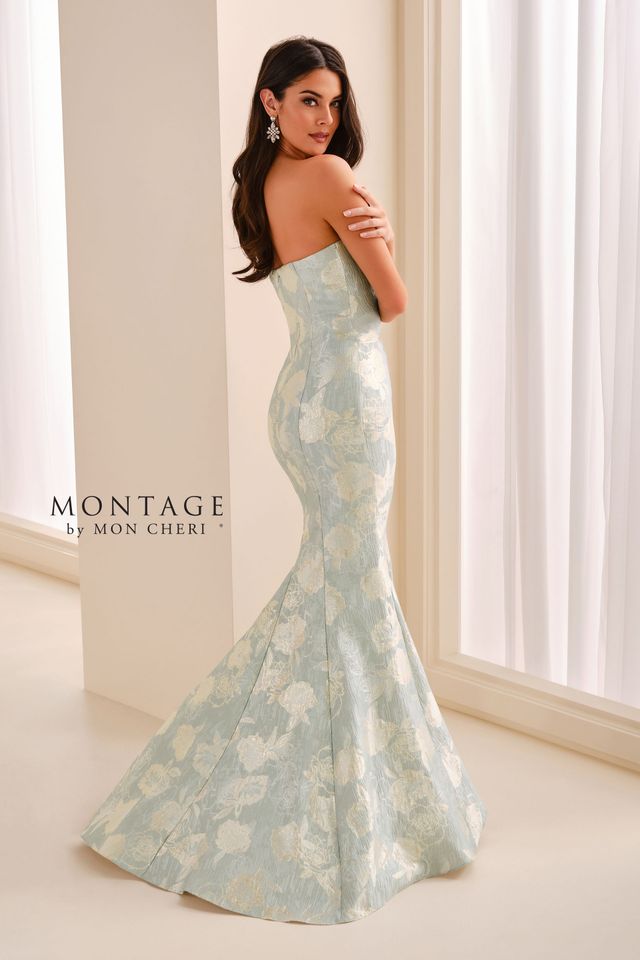 Montage by Mon Cheri M3214: Strapless Brocade Mermaid Gown Montage by Mon Cheri M3214: Strapless Brocade Mermaid Gown