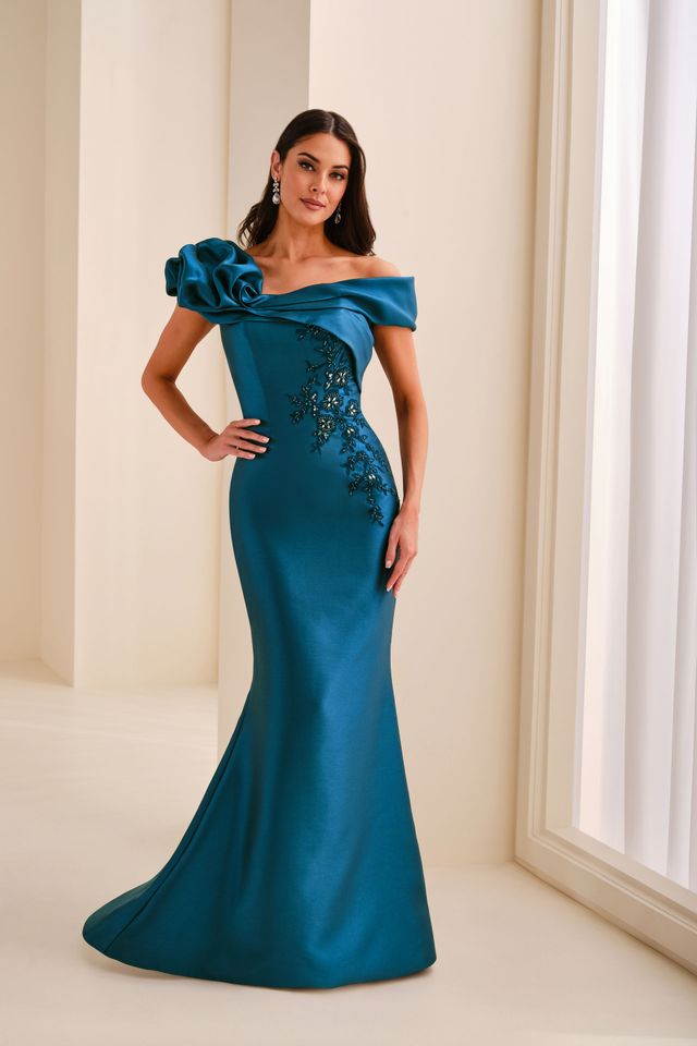 montage bridesmaid dresses Montage by Mon Cheri M532 - Cap Sleeve Evening Gown with Slit 20 / Taupe main image 1